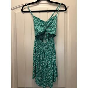 Hollister Women’s Floral Boho Beach Cutout Smocked Playsuit Romper Size XS Green